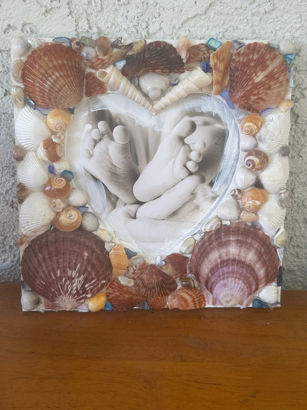 Seashell Heart Photo Frame - Brown & Cream Accents